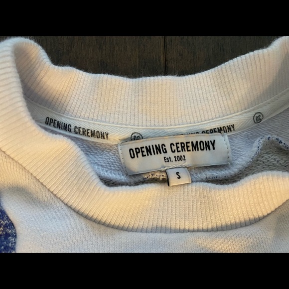 CLEARANCE SEND OFFERS Opening Ceremony S mock neck dress in blue white - Picture 2 of 3